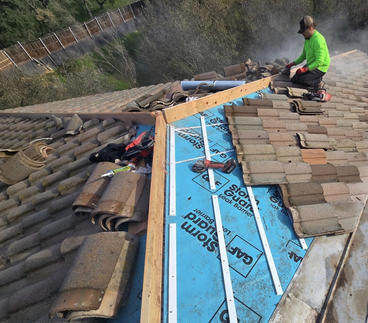 Shingles with vents installed