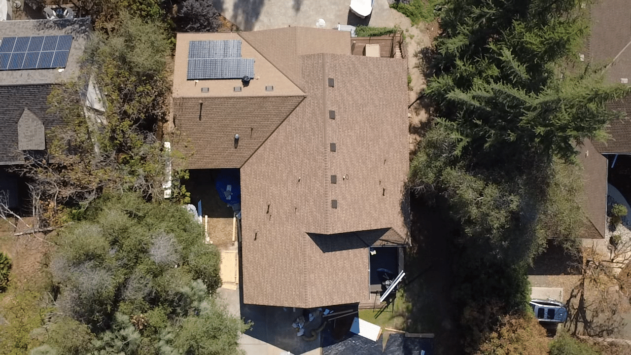 Aerial view of a roof deck