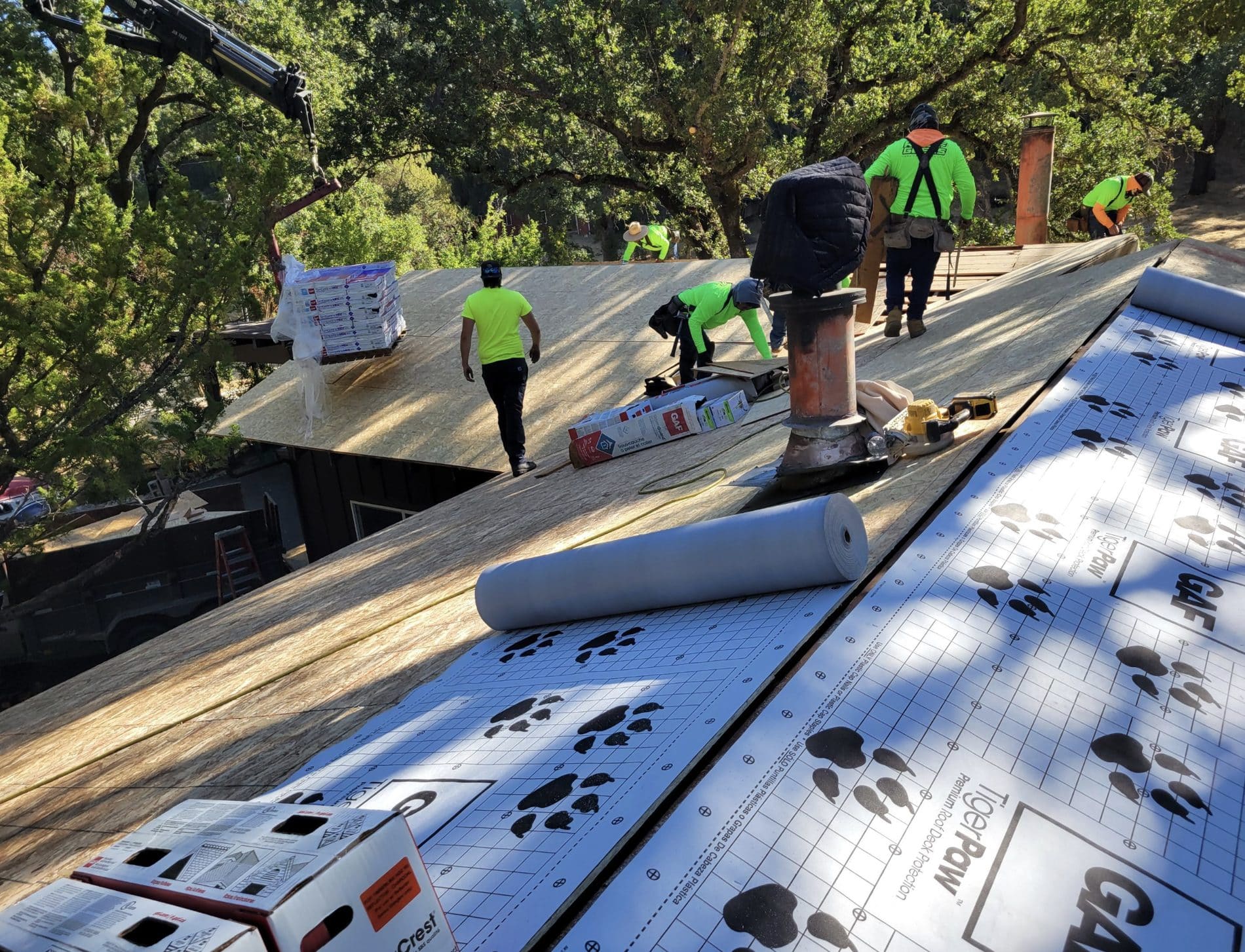Roof installation in progress