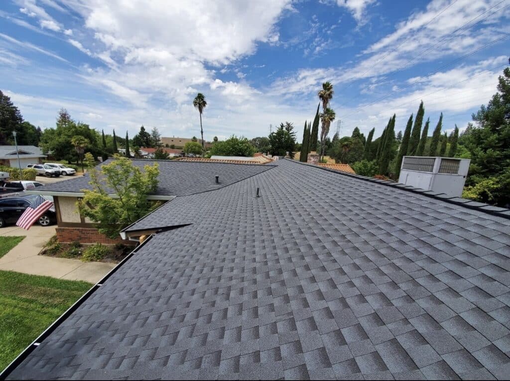 Aerial view of a residential roof